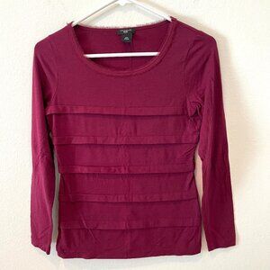Ann Taylor Women's Pull Over Top  Burgundy.  Petite Size: XSP